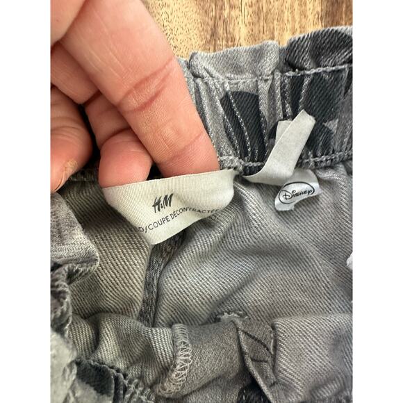 H&M Kids' Gray Mickey Mouse Print Relaxed Fit Denim Jeans Size 10 - Picture 3 of 5